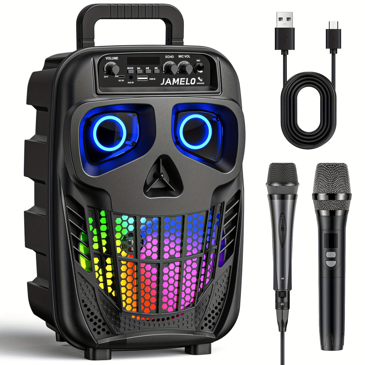 Karaoke Machine Speaker with 2 Microphones