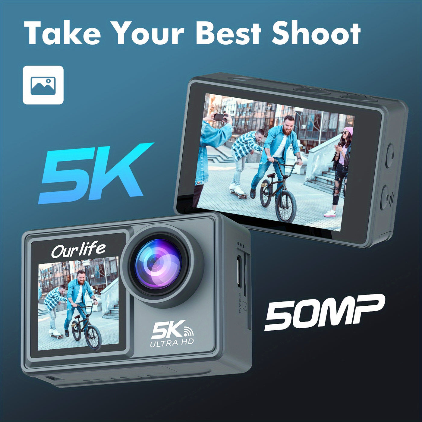 5K Dual-Screen Action Camera - Ultra-HD Imaging