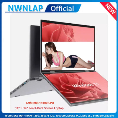Dual Screen Laptop Intel N100 Processor