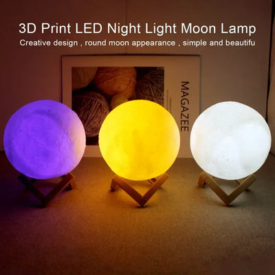 LED Night Light 8cm Moon Lamp Battery