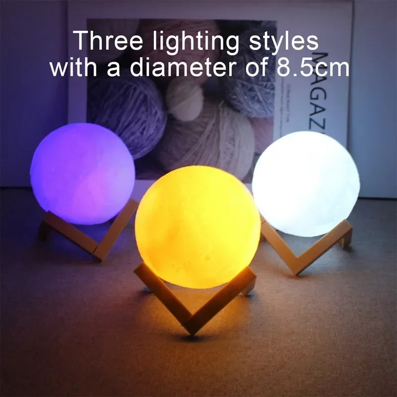LED Night Light 8cm Moon Lamp Battery