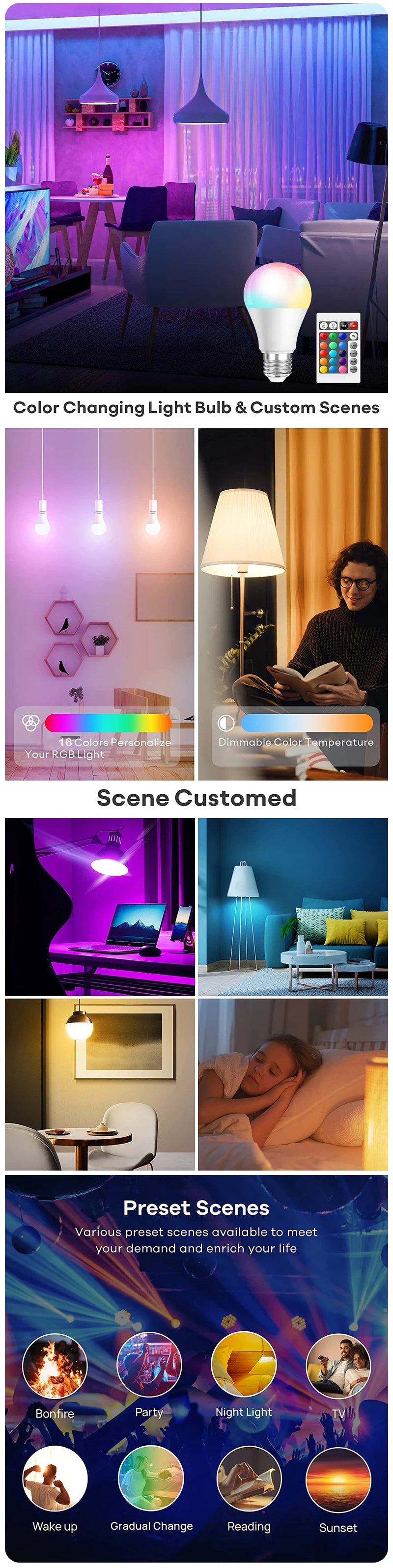 16 Colors RGB Bulb LED Multicolor