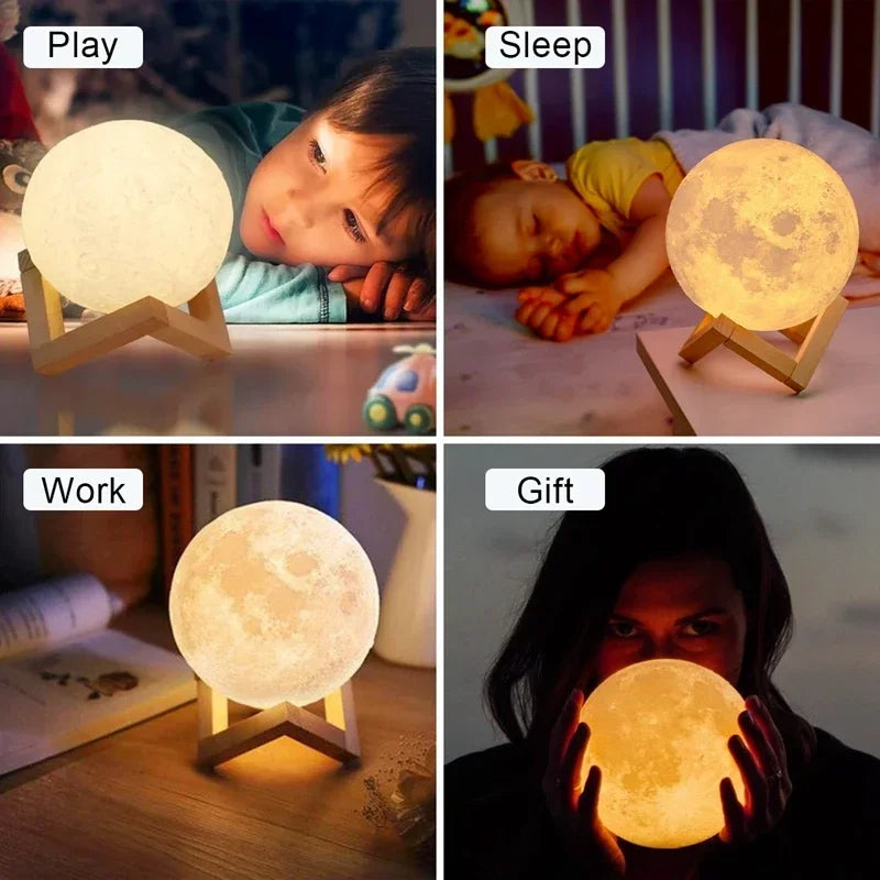 LED Night Light 8cm Moon Lamp Battery
