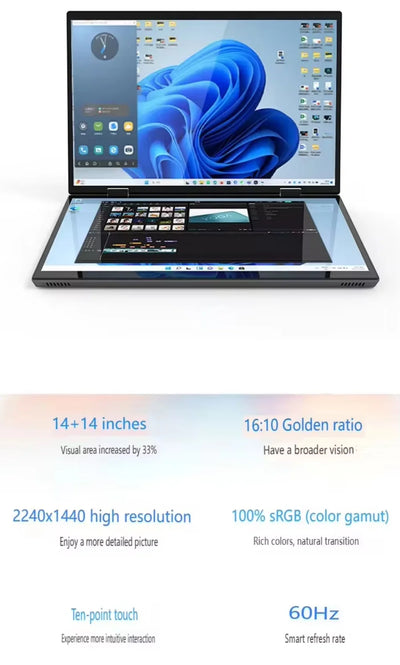 Dual Screen Laptop Intel N100 Processor