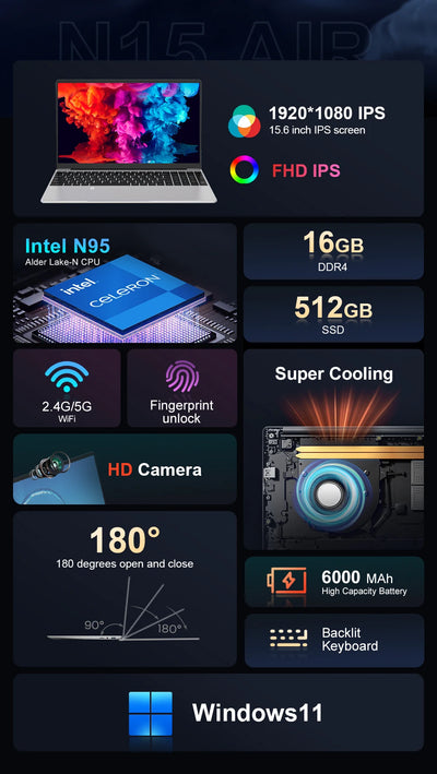 Ninkear N15 Air laptop Intel N95 15.6'
