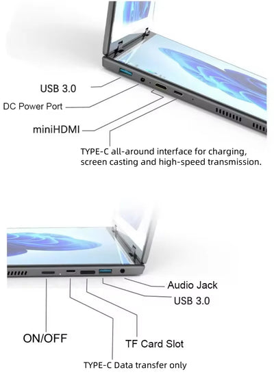 Dual Screen Laptop Intel N100 Processor