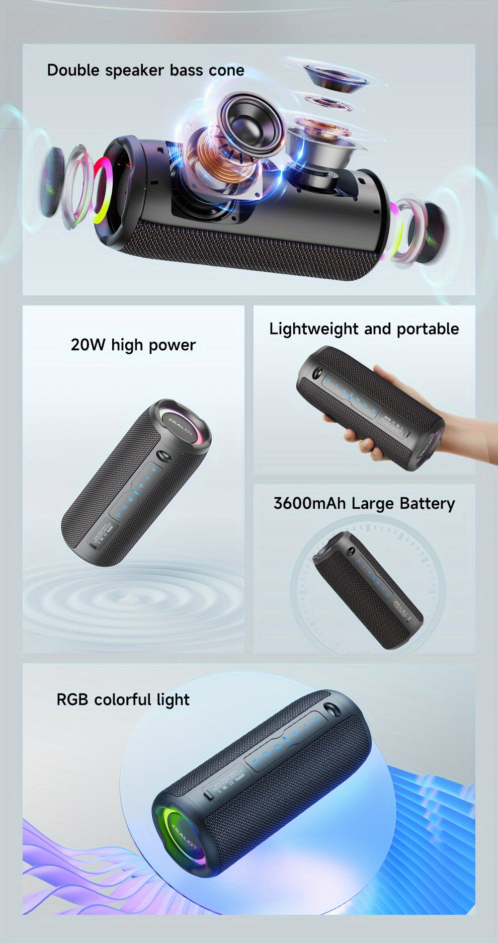 ZEALOT S49 Pro 20W Wireless Speakers