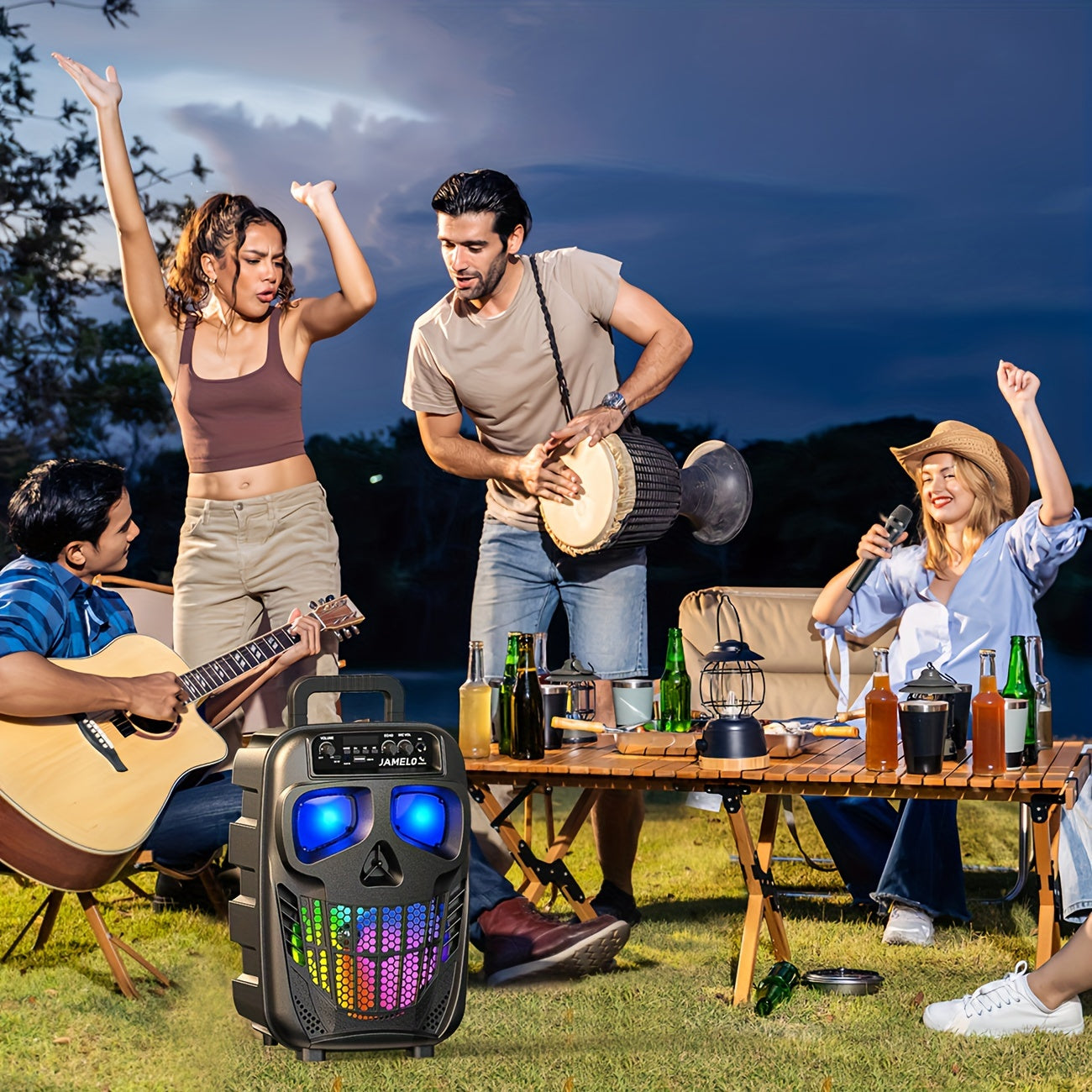 Karaoke Machine Speaker with 2 Microphones
